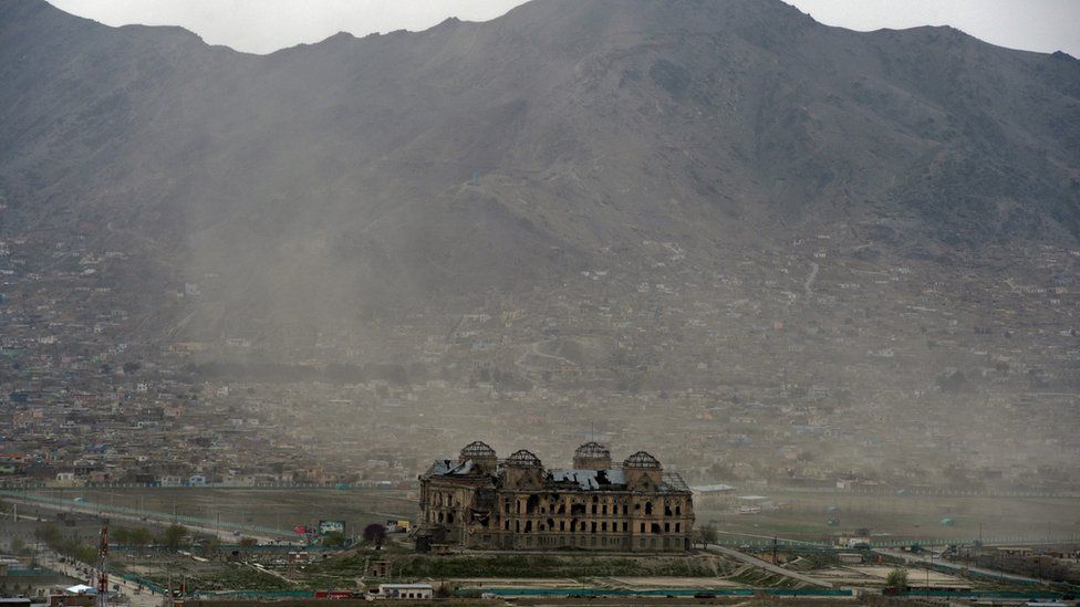 General view of Darul Aman Palace in Kabul