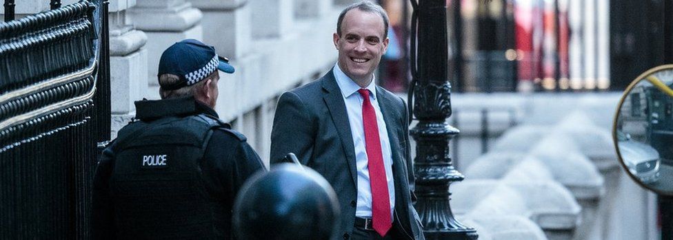 Brexit Secretary Dominic Raab leaves the Department for Exiting the European Union on October 22, 2018 in London