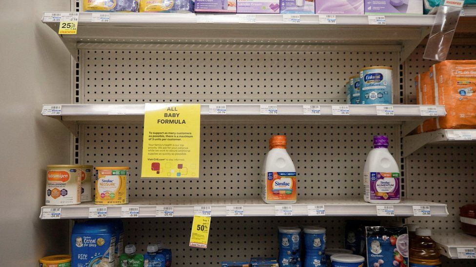 Empty shelves show a shortage of baby formula at a CVS store in San Antonio, Texas, U.S. May 10, 2022.