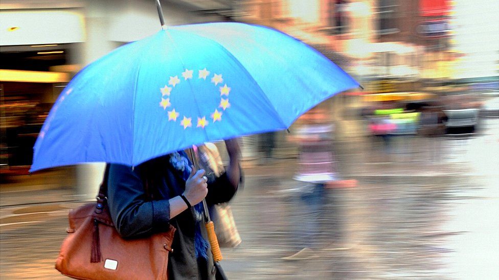 EU-themed umbrella in Lille, France, 2013
