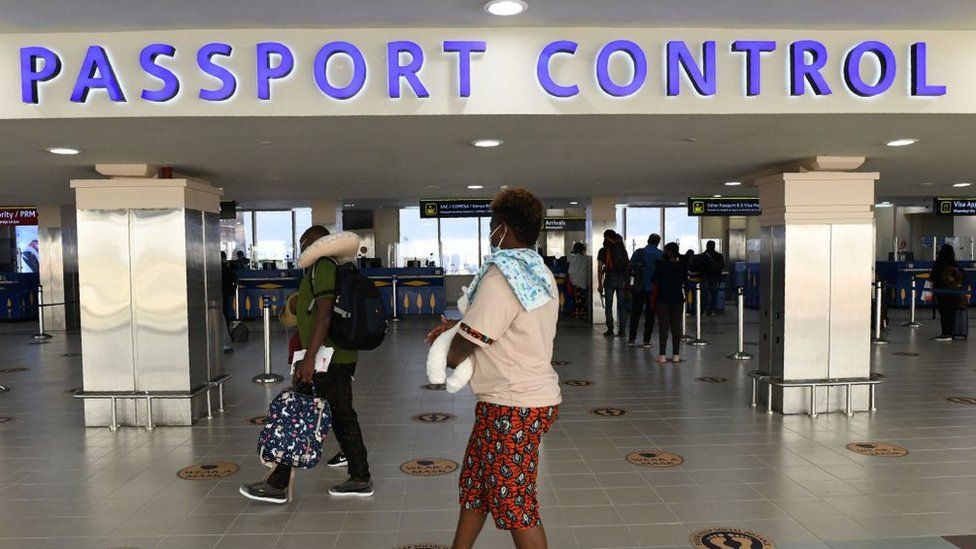 Passport control at Jomo Kenyatta international airport in Nairobi