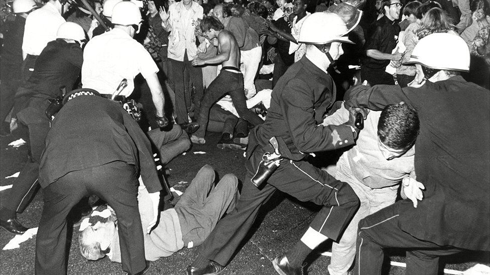 Police moved against anti-Vietnam War protesters during the Democratic National Convention