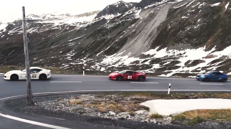 Cars in the Swiss alps