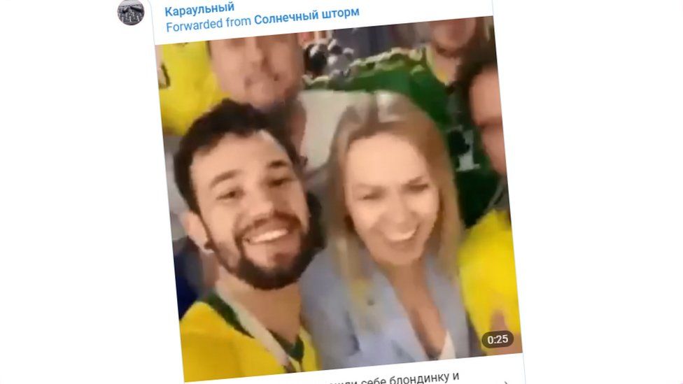 Grab from a Telegram video of Brazilian football fans
