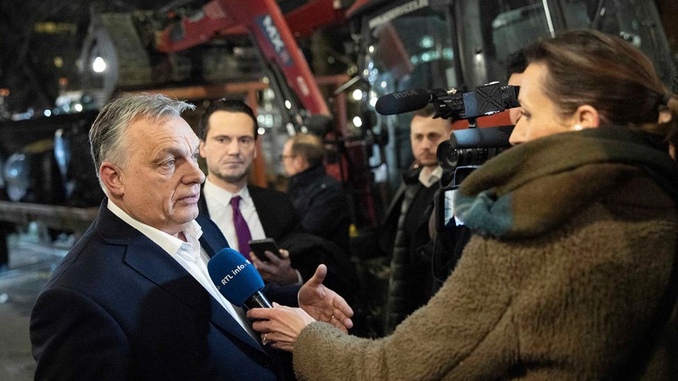 Viktor Orban speaking to journalists