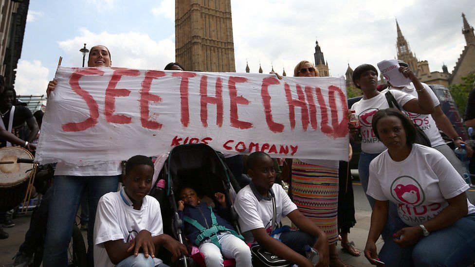 Protestors in Westminster in the week of Kids Company's closure