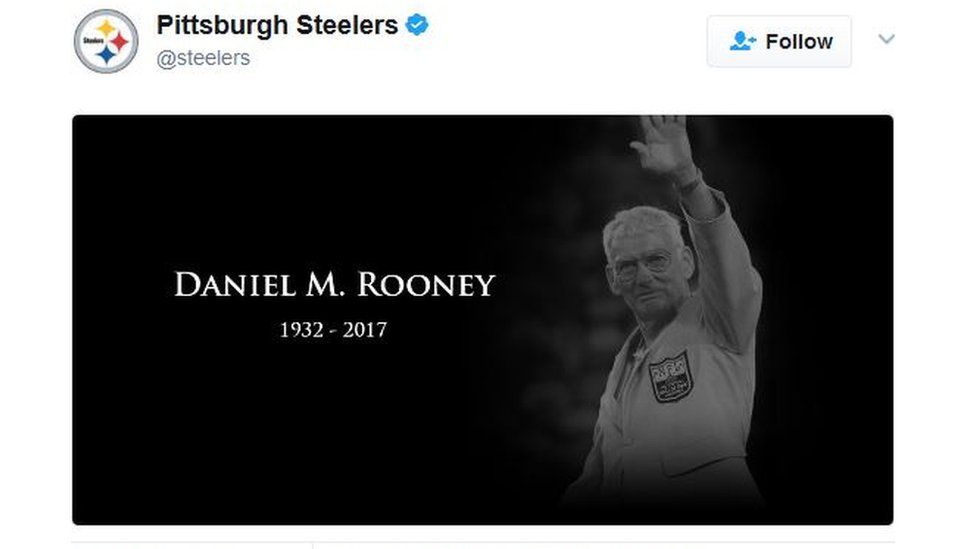 Pittsburgh Steelers tweet on death of Dan Rooney