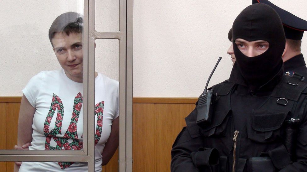 Nadiya Savchenko in a Russian court, March 2016