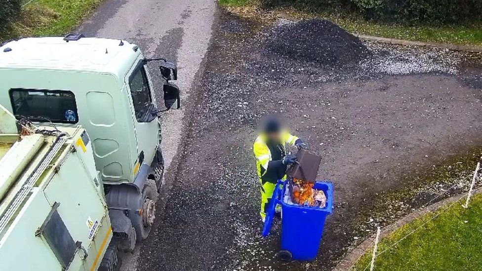 Fermanagh CCTV footage 'shows council workers mixing waste' BBC News