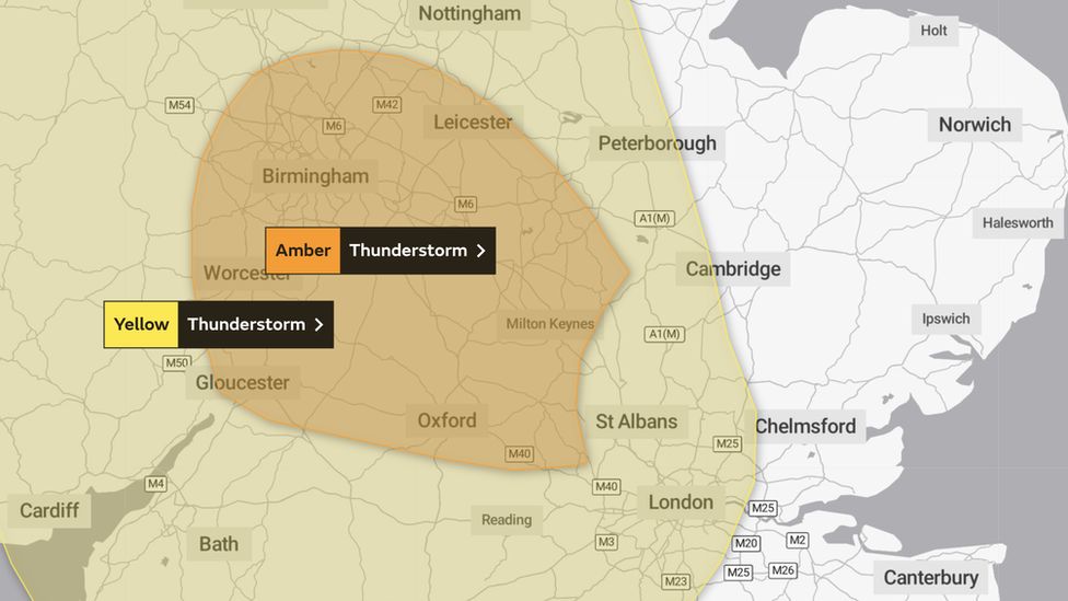 Amber Warning Issued For Thunderstorms - BBC News