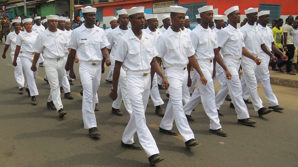 Sailors marching in a parade in Monrovia, Liberia - Saturday 11 February 2017