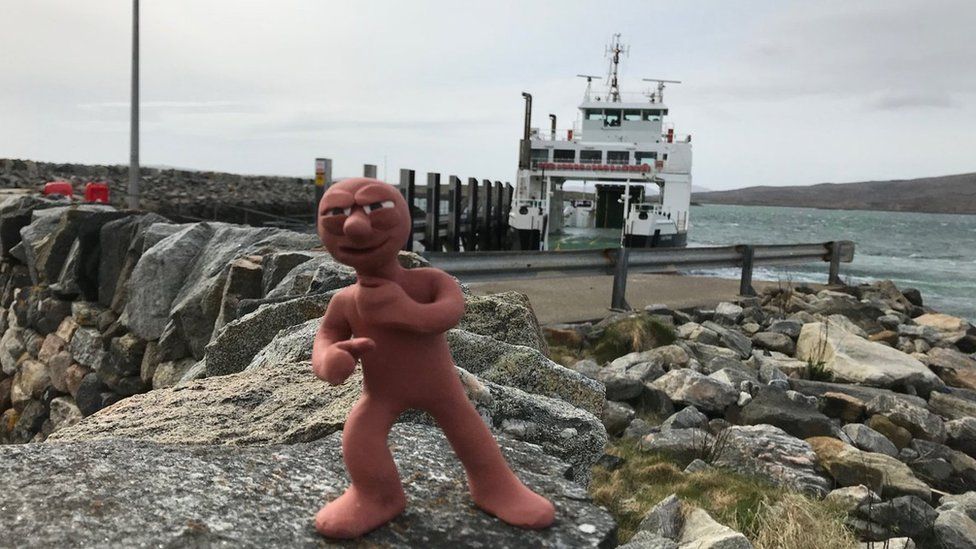 Morph getting ready to take ferry to Harris