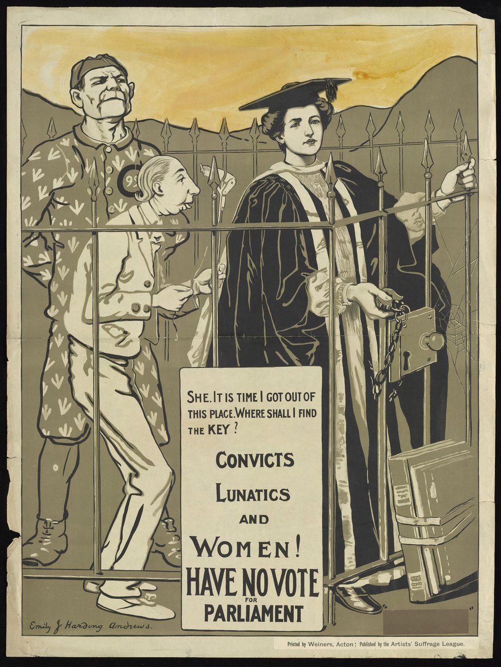 Convicts, Lunatics and Women! poster from 1908.