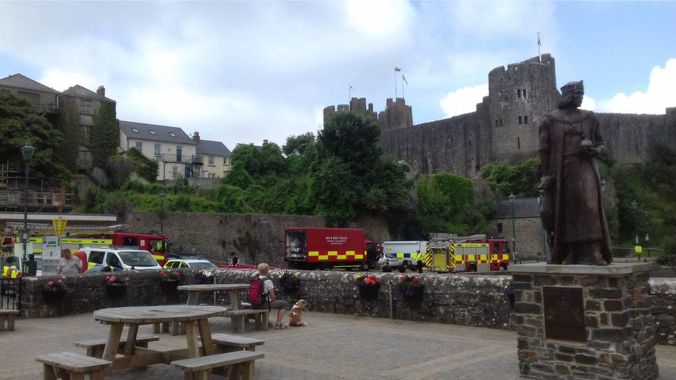 Emergency vehicles at Pembroke Castle
