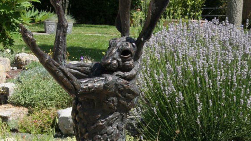 Large bronze statue of a hare which was stolen from a trade stand at the Badminton Horse Trials