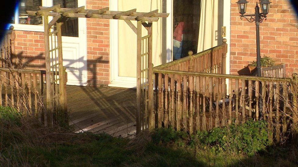 The decking at the rear of Mr Barnard's home