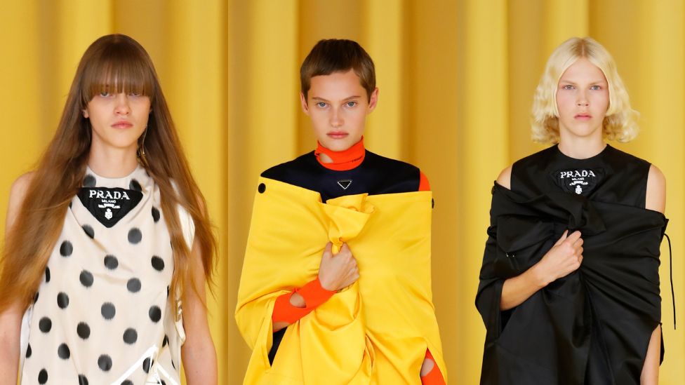 Prada models at Milan Fashion Week 2021