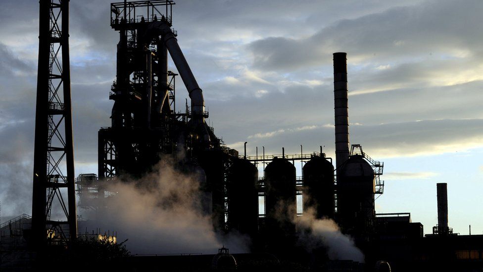 Tata Steel's Port Talbot plant at sunset