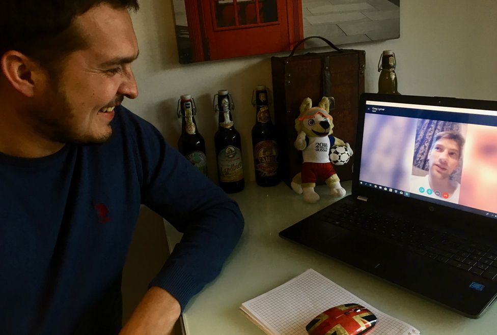 Nikolai connects with England fans via his laptop