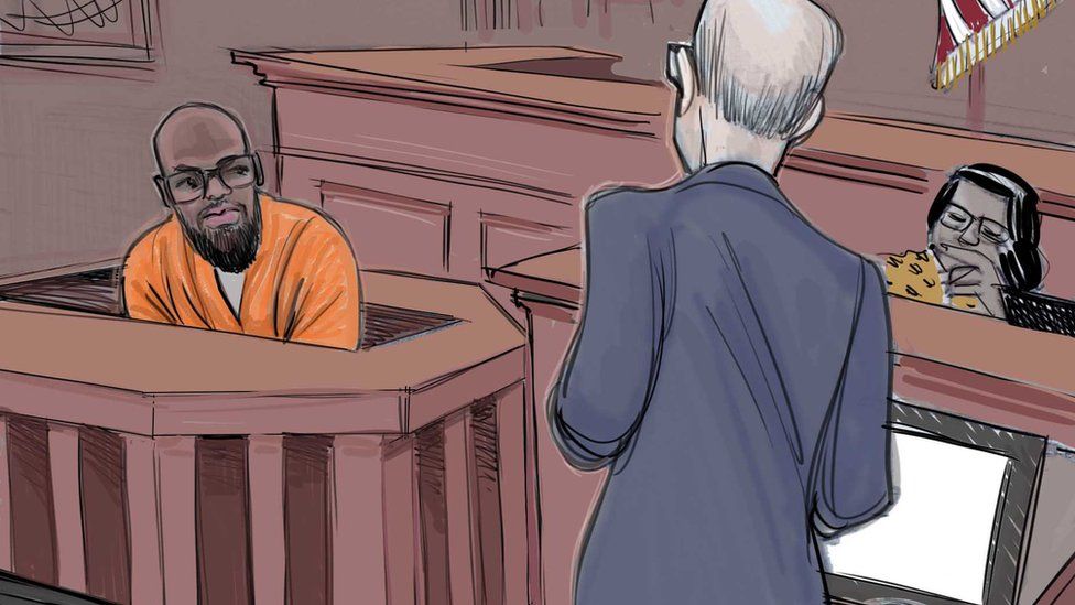 Court sketch of Gondo testifying