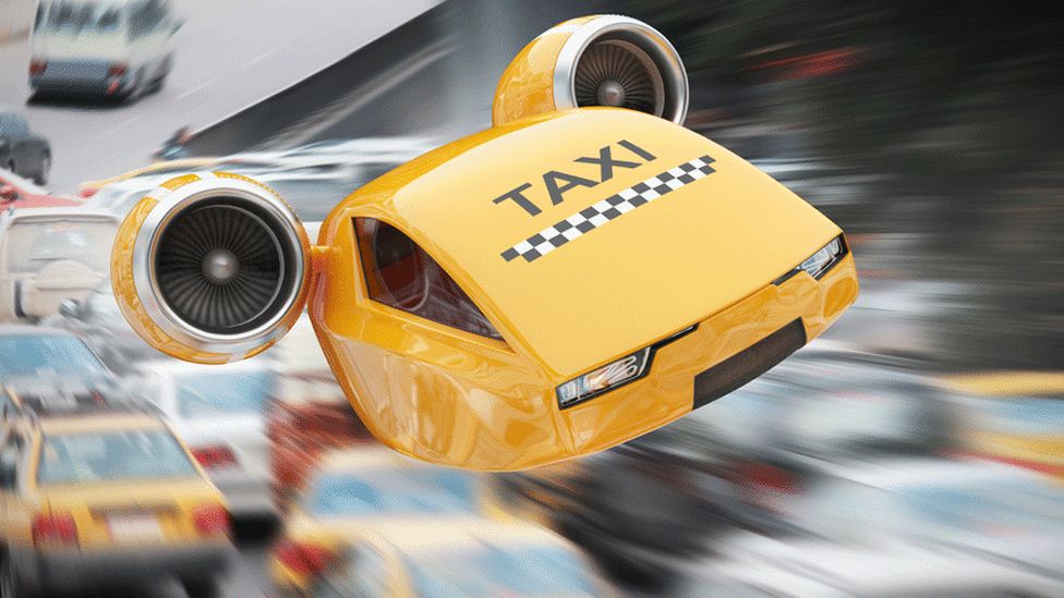 Flying taxi graphic