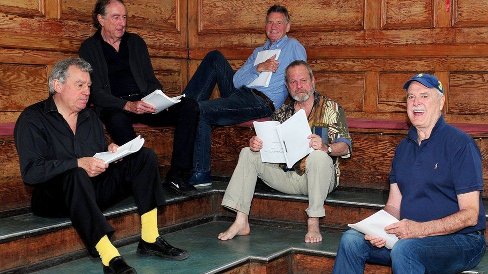 The surviving Python team Terry Jones (left) Eric Idle, Michael Palin, Terry Gilliam and John Cleese reunite for a final live show