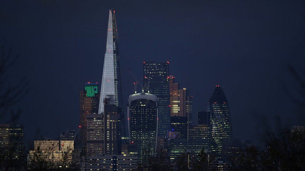 The skyline of the City of London