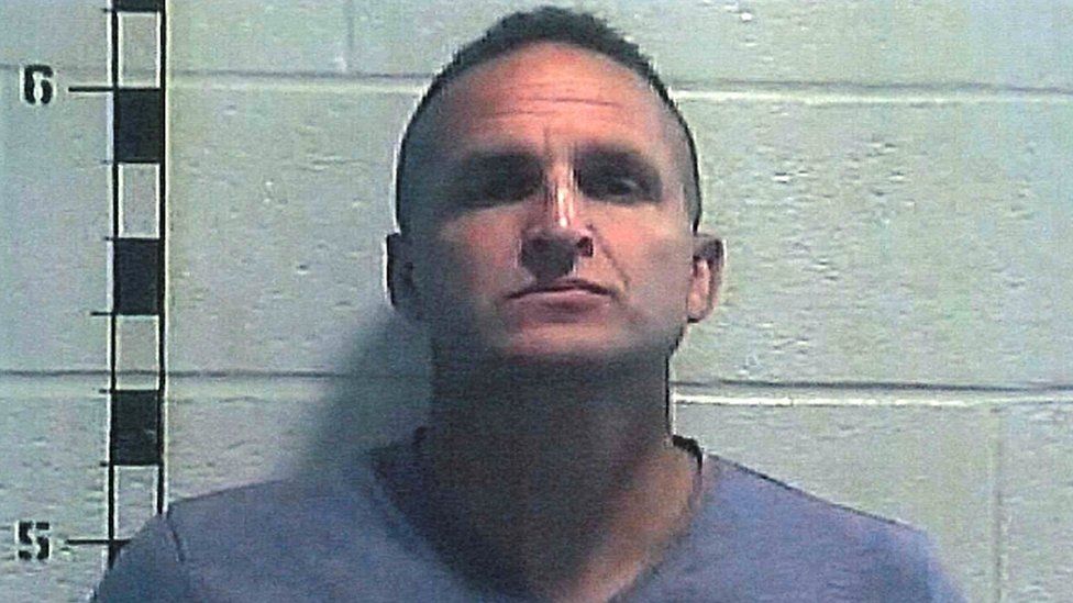 Former Louisville police detective Brett Hankison poses for a booking photograph at Shelby County Detention Center in Shelbyville, Kentucky, U.S. September 23, 2020