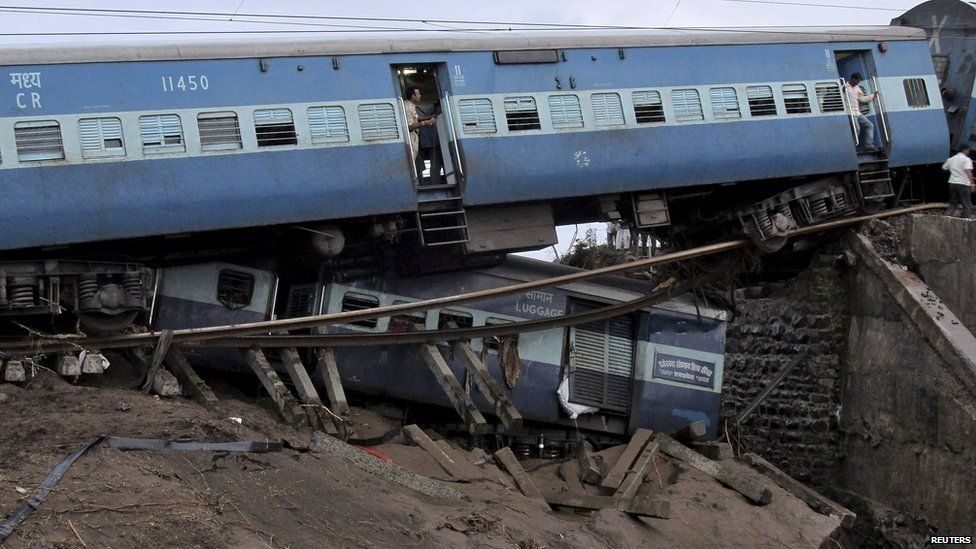 Mangled carriages after train crash. 5 Aug 2015