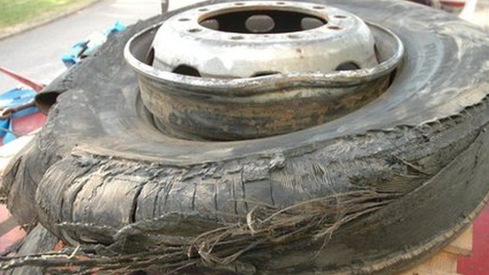 Tyre from the crash