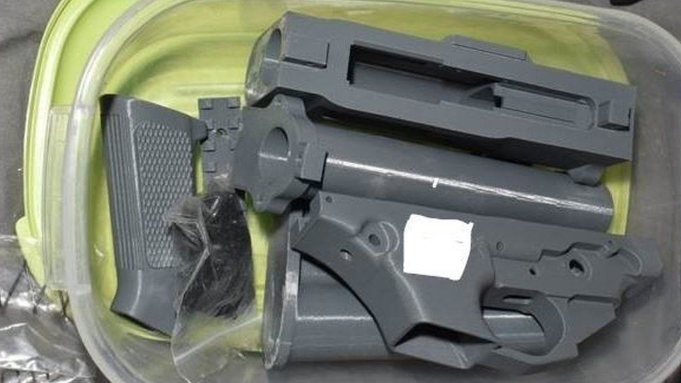A box 3D printed firearms components recovered during the Met Police raid