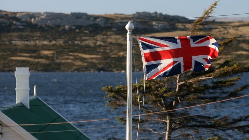 The Union flag flying in the Falkland Islands