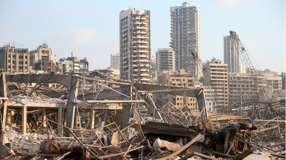 Aftermath of blast in Beirut, 4 August 2020
