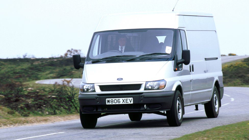 A Ford Transit van from 2000