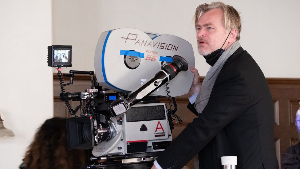 Christopher Nolan directing Oppenheimer