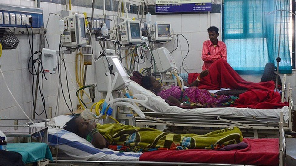 Patients on ventilators in an Indian hospital