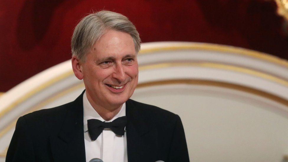 Chancellor of the Exchequer Philip Hammond delivers a speech at the annual Bankers and Merchants Dinner at Mansion House in London