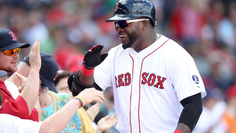 Boston Red Sox hitter David Ortiz celebrates his solo home in the sixth inning against the Toronto Blue Jays in a September 2013 file photo