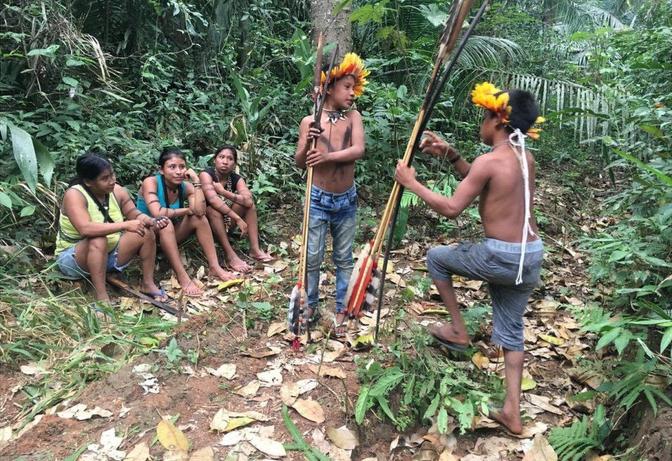 Tribal football in the  rainforest