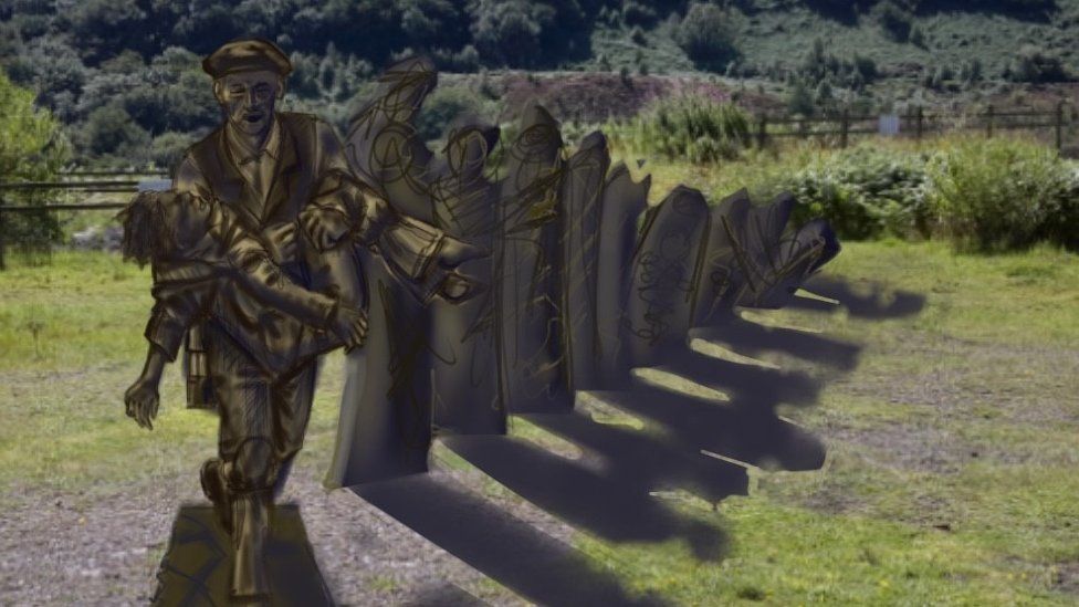 Artist impression of the proposed Llanerch colliery disaster memorial