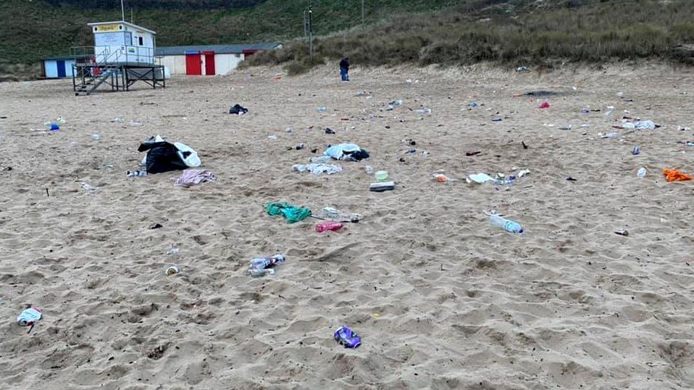 Litter left on Longsands Beach in Tynemouth