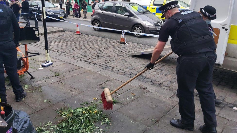 Police sweeping up cannabis