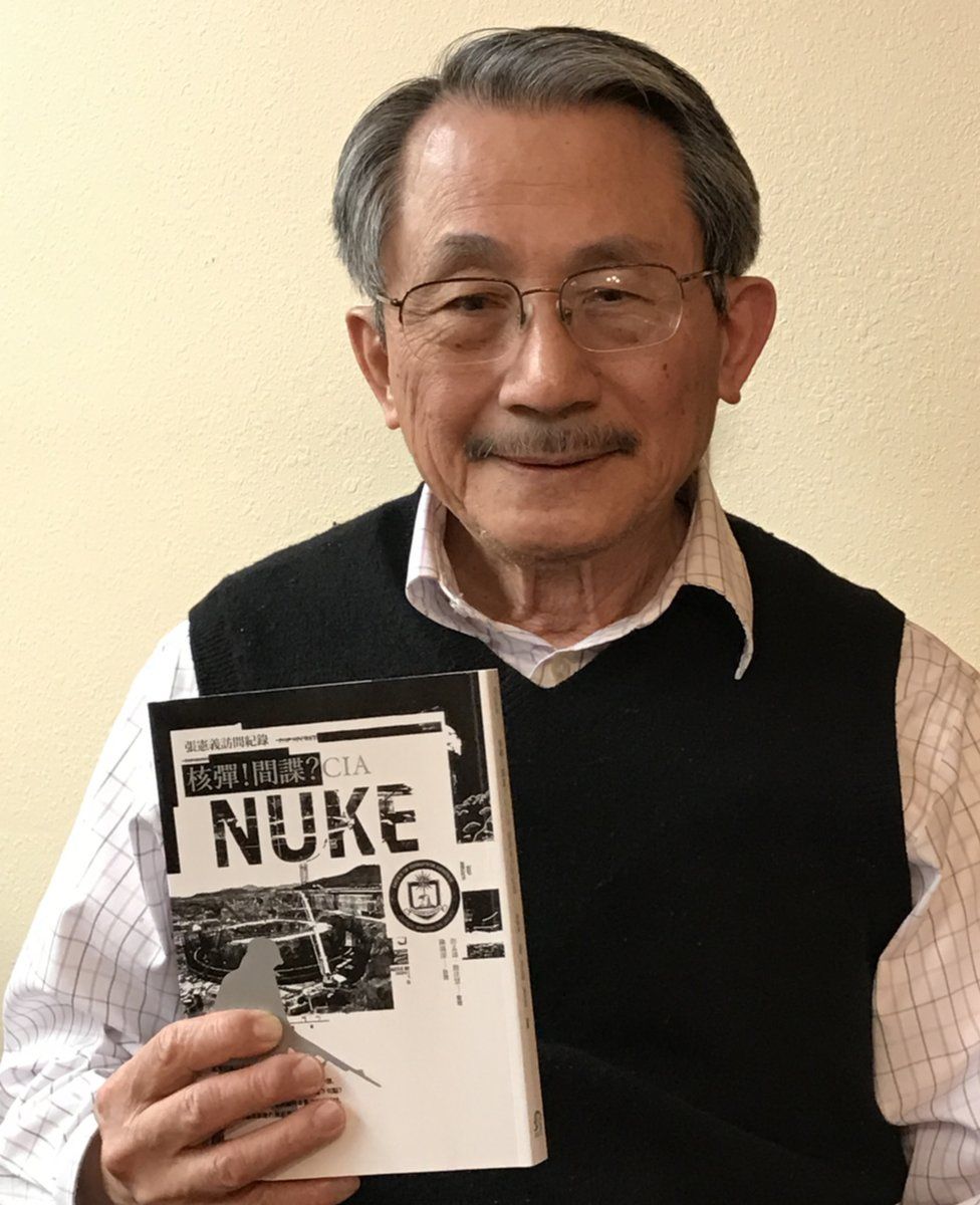 Picture of Chang Hsien-yi with his book Nuclear! Spy? CIA: Record of an Interview