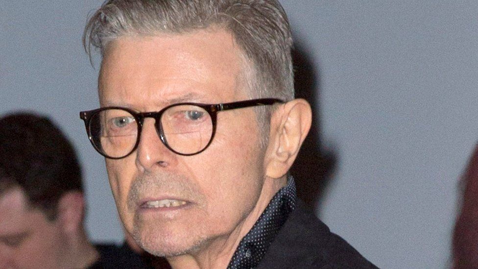 David Bowie arriving at the Theatre Workshop in New York in December 2015 for the premiere of Lazarus
