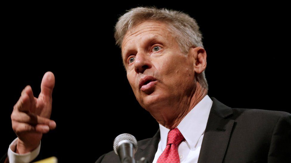 Gary Johnson speaks at the Libertarians' National Convention at the Rosen Centre in Orlando, Florida, 29 May 2016