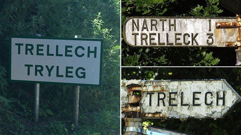 This road leads to....Trellech, Tryleg, Trelleck and Trelech - the four spellings currently still in use