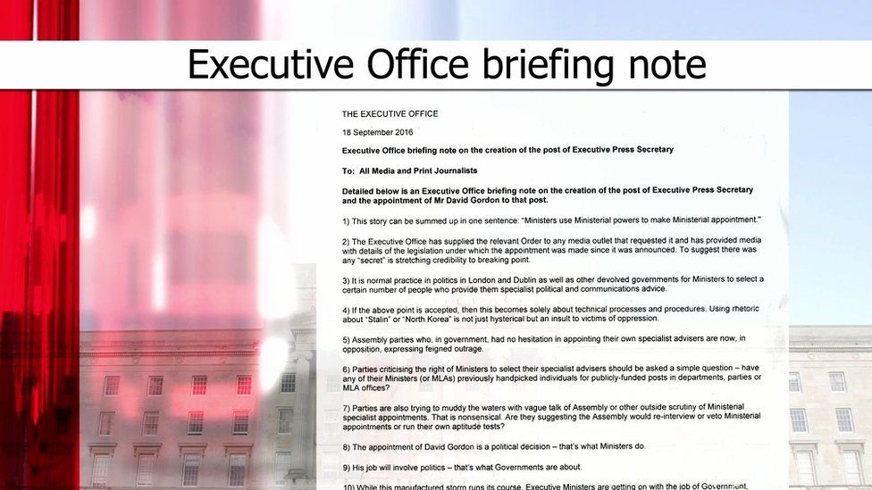 A screen shot of the Executive Information Service briefing note