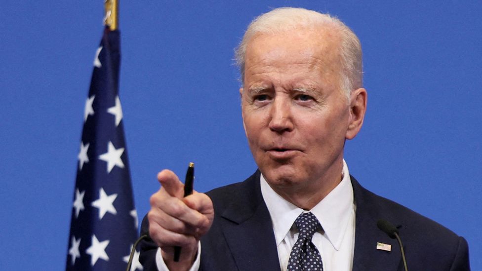 US President Joe Biden speaks during a news conference in the framework of a NATO summit in Belgium, 24 March 2022