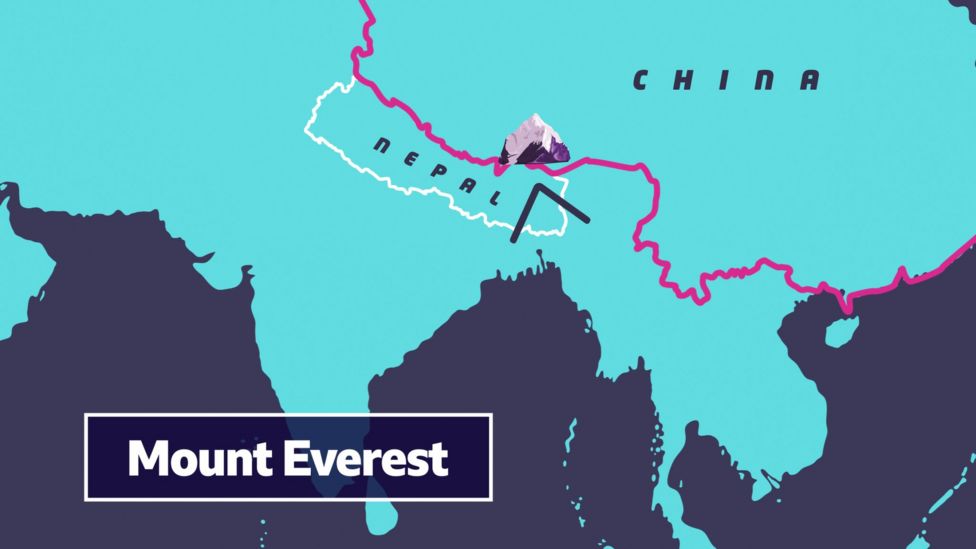 Everest The World S Tallest Mountain Or Is It BBC Newsround 106411669 Map Everest Boundaries 00094 00094 00116