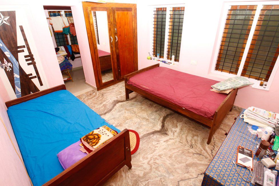 The room where Suraj and Utra slept on the night of the crime at Utra's house in Anchal. Utra was lying on the bed on the left